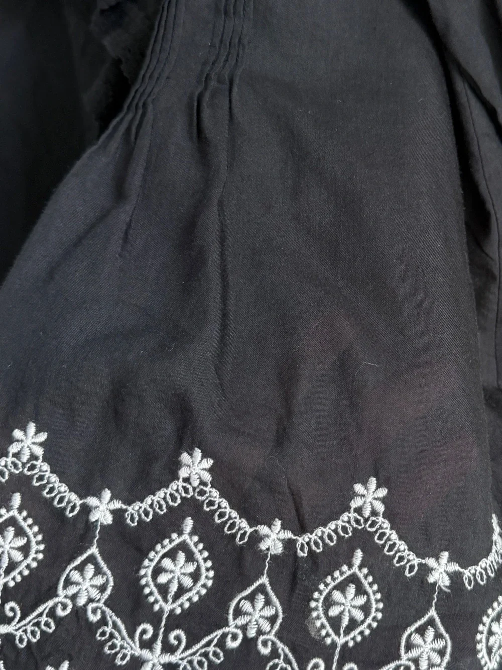 Madewell The Blaire Top Jet Black Embroidered Ruffle Blouse Size M NWT